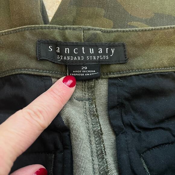 Sanctuary Standard Surplus Camo Ankle Zip Crop Skinny Pants Green Size 29 - Picture 6 of 8
